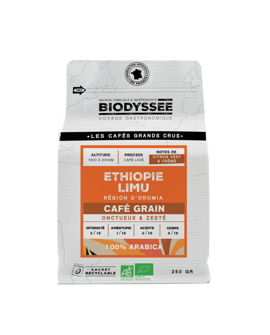 Biodyssée -- Café grain grand cru ethiopie limu (origine Ethiopie) - 250 g