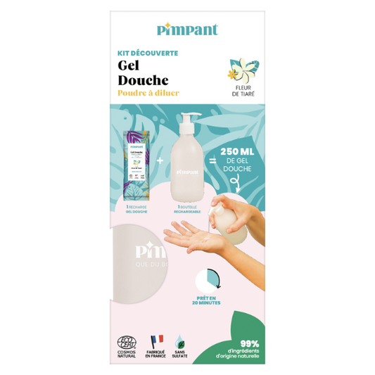 Pimpant -- Kit découverte Gel douche Tiaré - 1 bouteille + 1 recharge