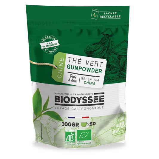 Biodyssée -- Thé vert gunpower bio (origine Chine) - 100 g